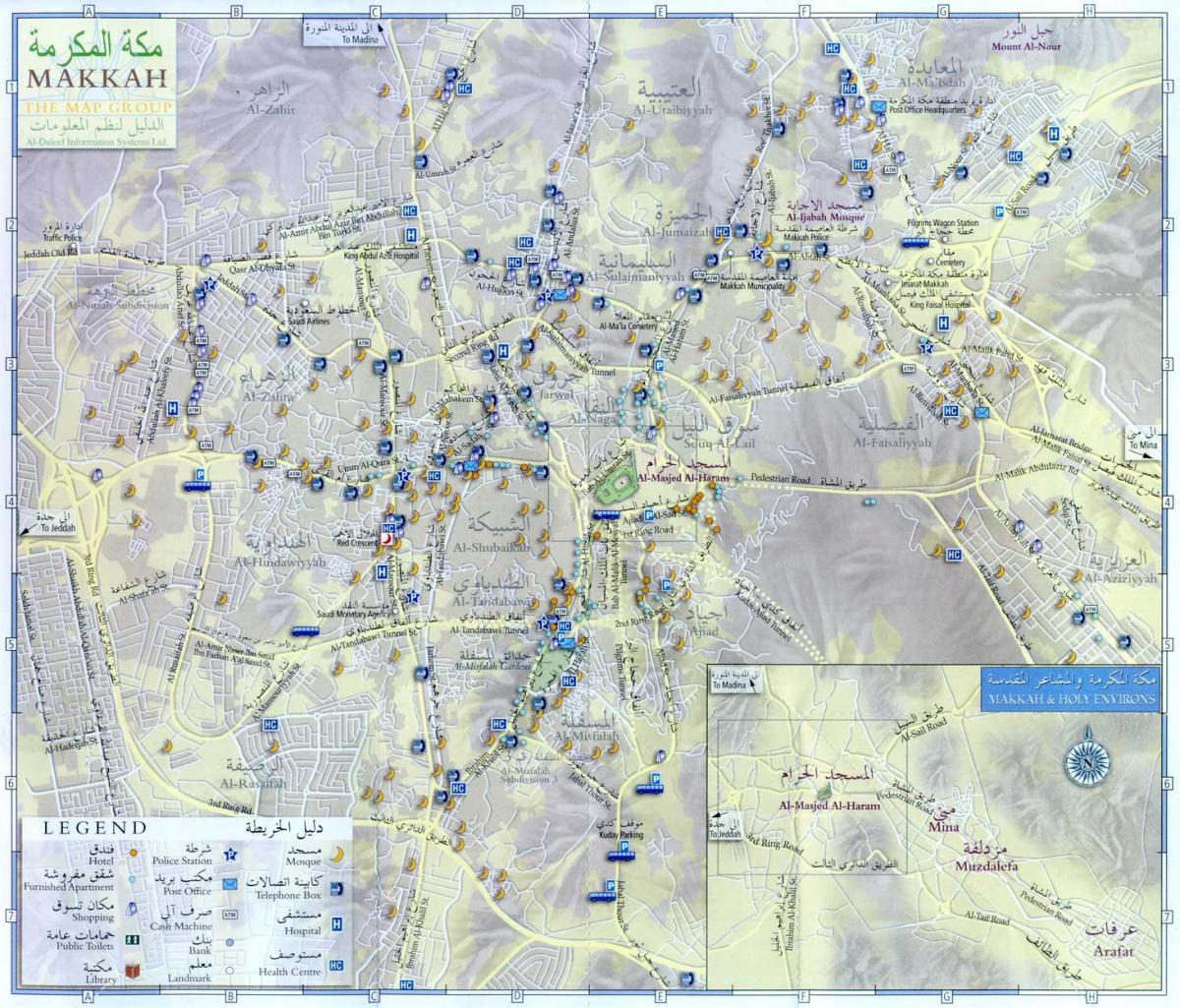  žemėlapis Makkah ziyarat vietų